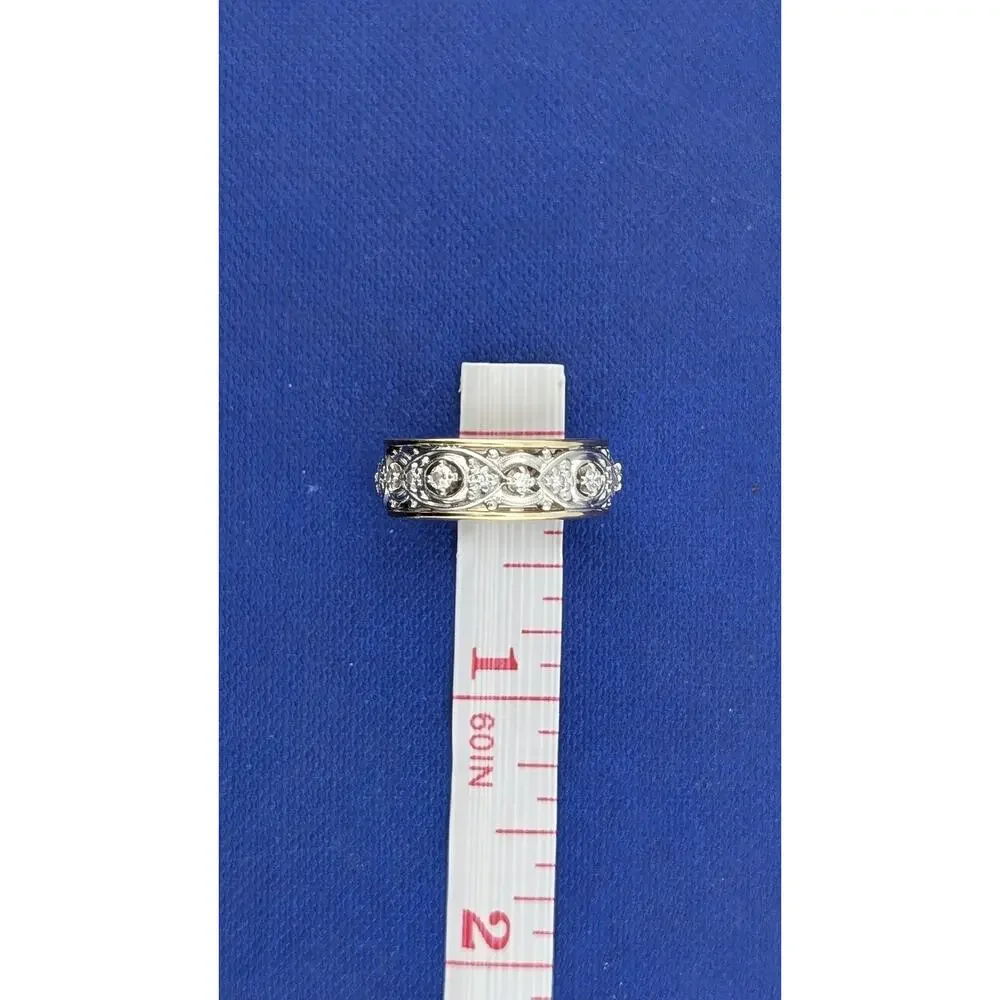 14kt YG, Plat, Diamond Filigree Ring- 6.2g